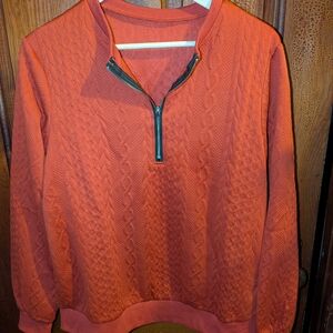Nwot Burnt Orange Cable Quarter Zip Long Sleeve Sweater L